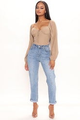 It's Official Stretch Mom Jeans - Medium Blue Wash Ins Street